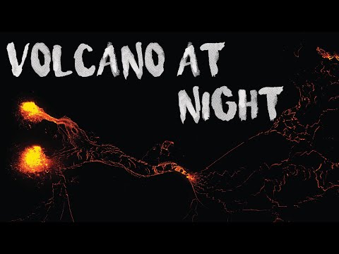 VOLCANO ICELAND at NIGHT - 4K Drone Video