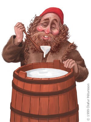 Yule lad stealing delicious skyr from hungry children.