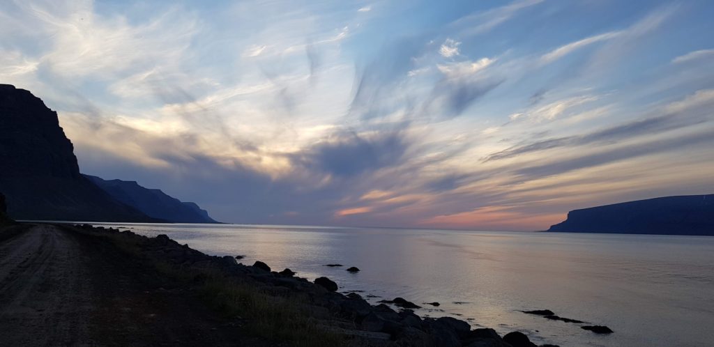 Sundown in the Westfjords in Iceland