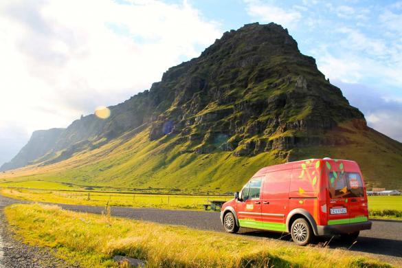 A Happy Camper van in its natural habitat in Iceland.
