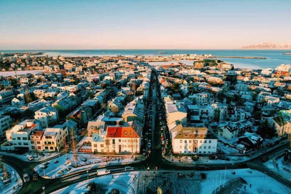 The view of central Reykjavik from Hallgrimskirkja cathedral