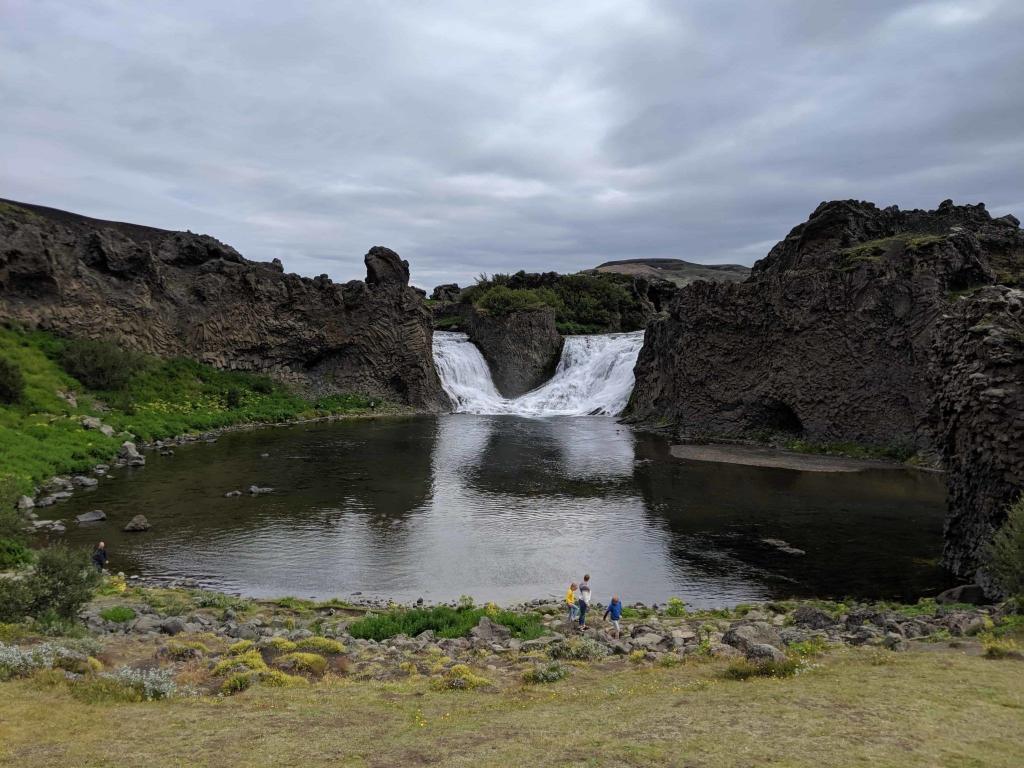 Hjálparfoss waterfall.