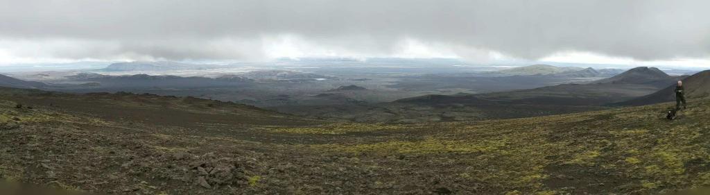 Panoramic view from Mt. Hekla towards Búrfellsvirkjun og Þjórsárdalur valley.