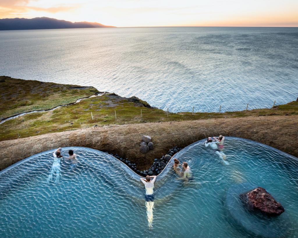 Chilling out in the GeoSea baths in Húsavík.