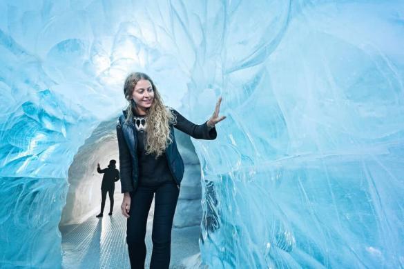 Inside an ice cave at Perlan.