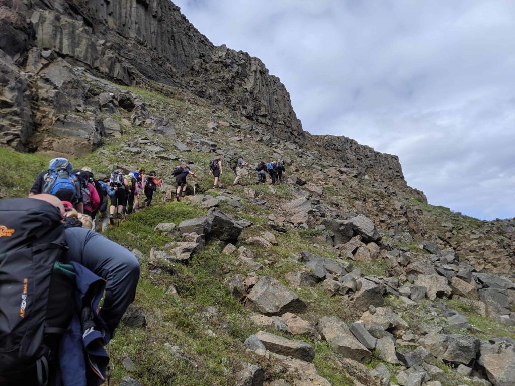 Ascending from the Jökulsárgljúfur canyon