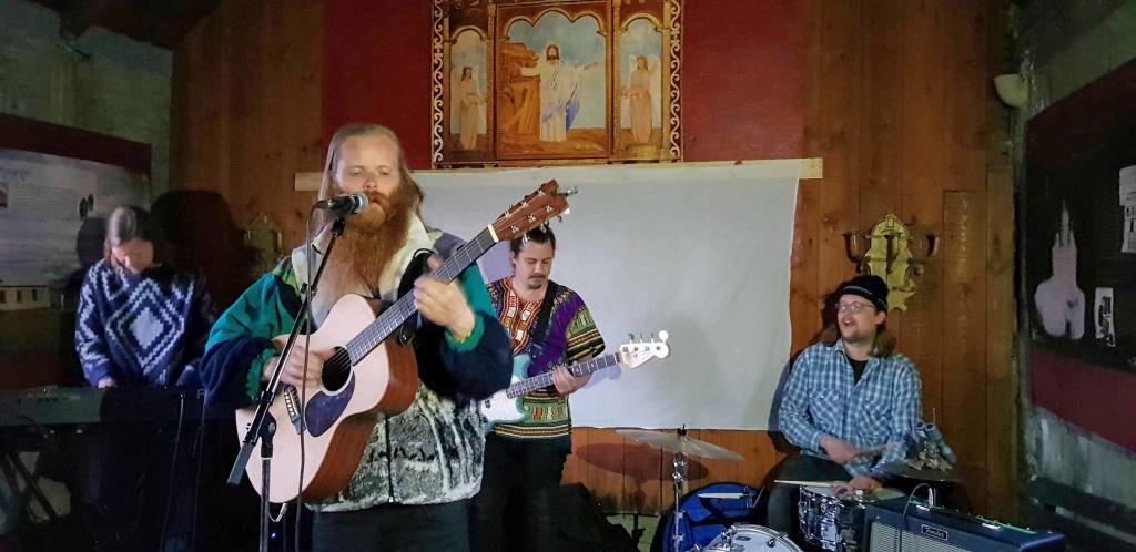 Teitur Magnusson and his band, Æðisgengið, perform at the church in Selárdalur in the Westfjords