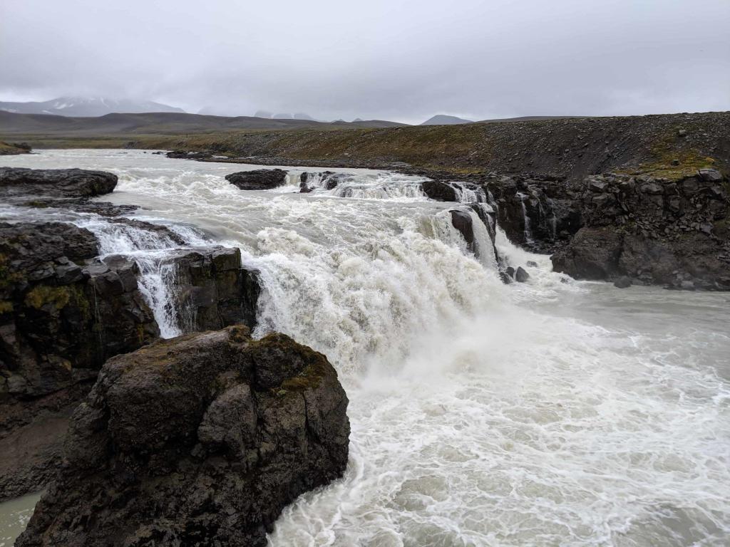 Gýgjarfoss waterfall in the glacial river Jökulfall.