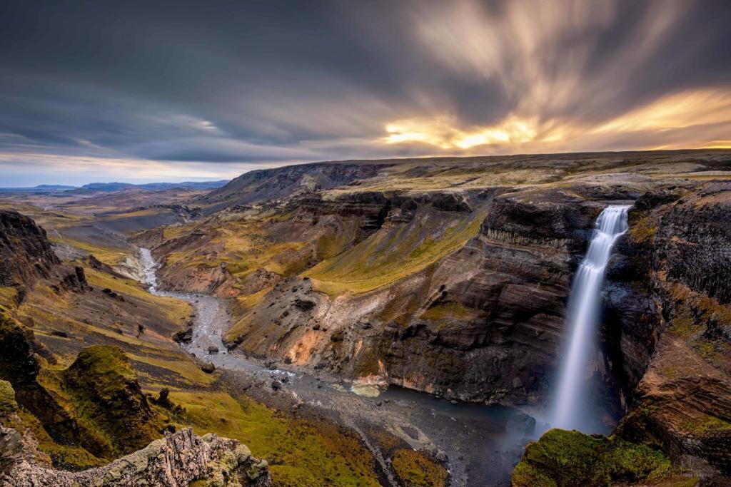 Háifoss waterfall in Iceland.