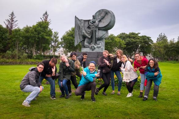 Fun on a Reykjavik walking tour. This is a scene from Mythical Walks with Your Friend in Reykjavik.