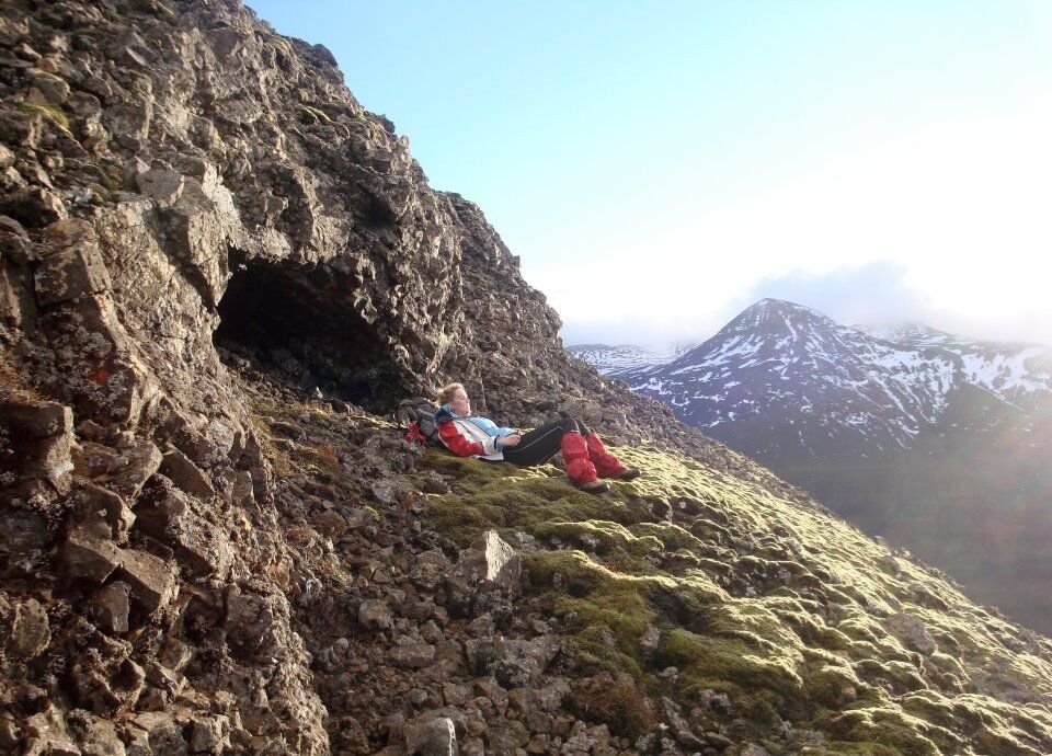 Woman sleeping in Icelandic nature