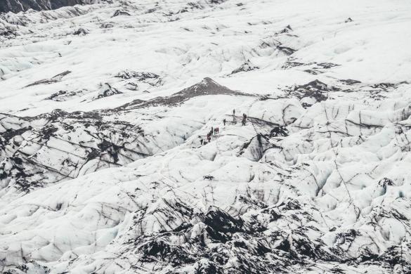 People on an Icelandic glacier. Stuck in Iceland supports the founding of a national park in the Icelandic highlands