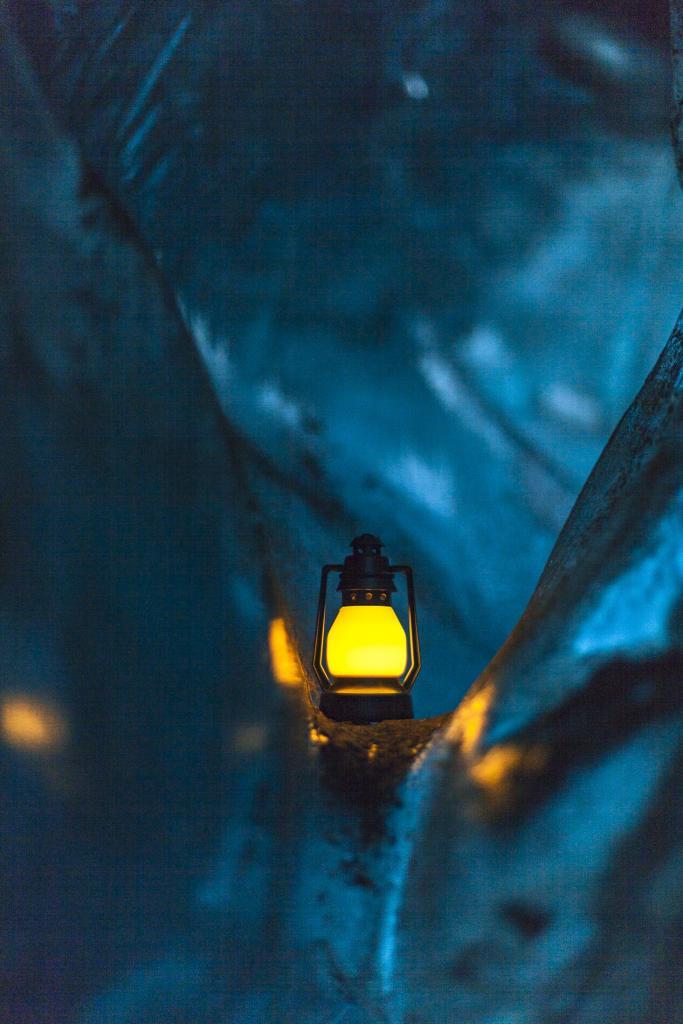 Lamp in a ice cave in Iceland