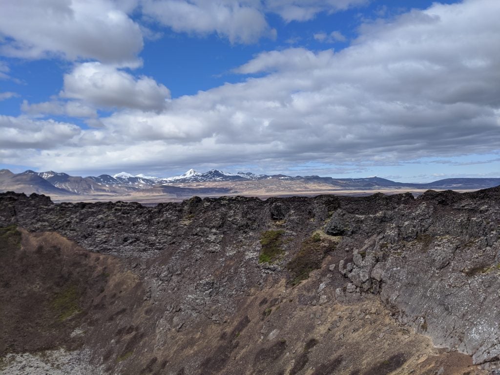 View from Eldborg crater in Iceland