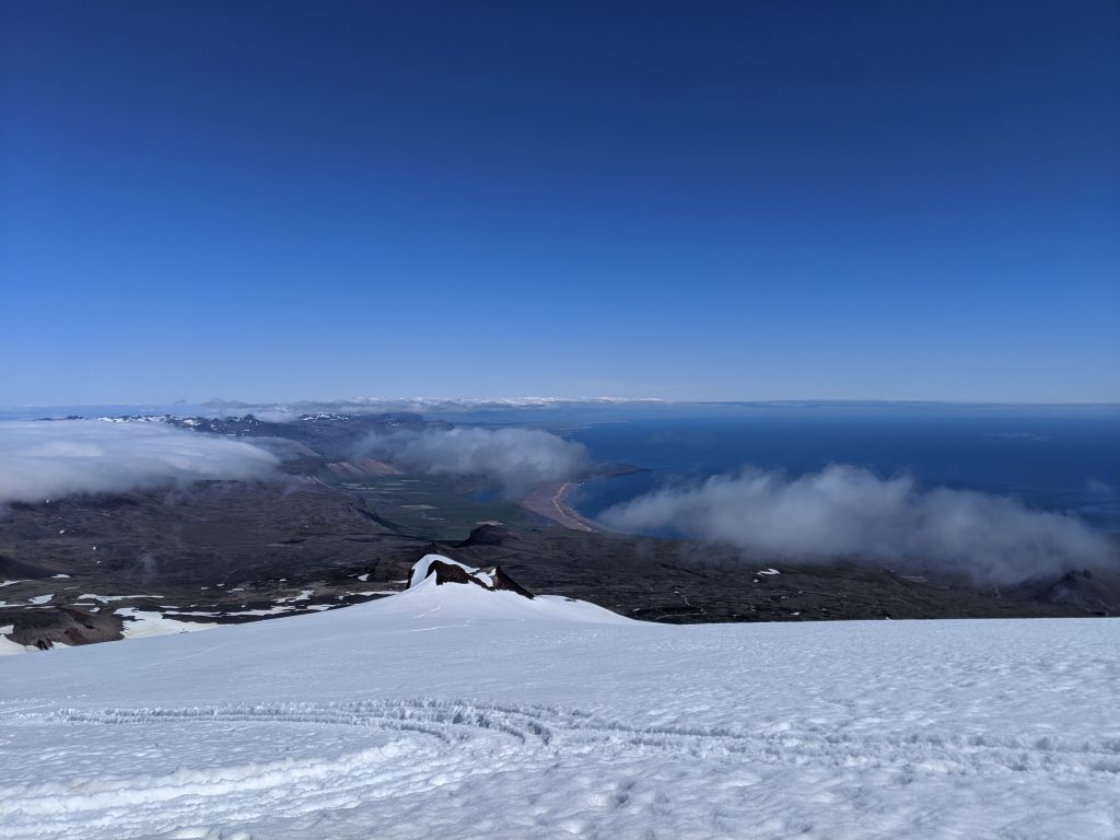 View to the south from the top of Icelandic glacier.