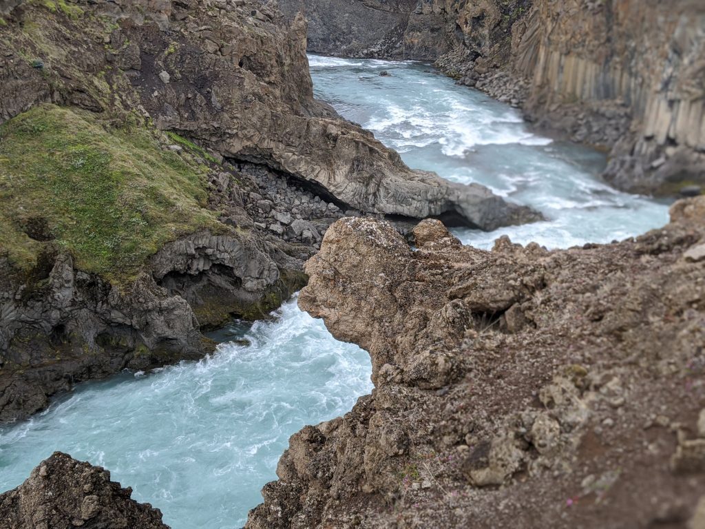 Rock formations in Iceland near a river