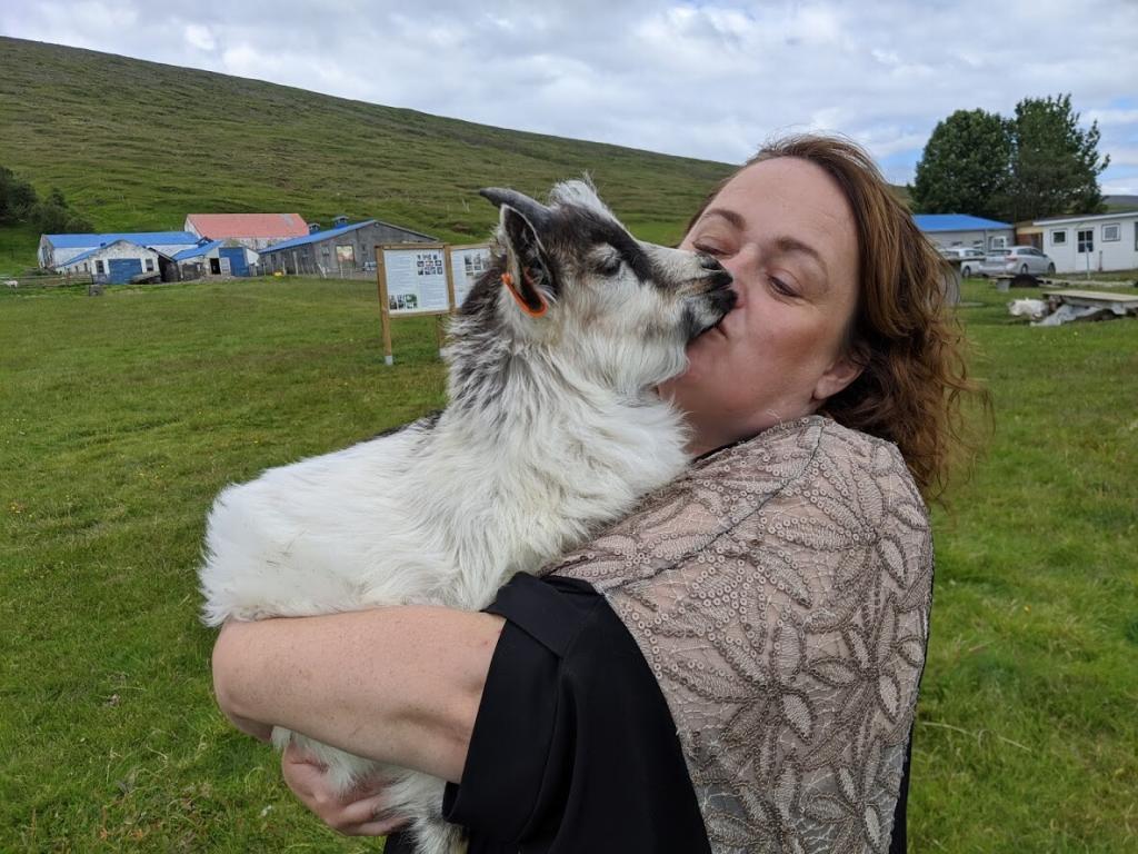 Hallveig Rúnarsdóttir, Iceland's best singer with a baby goat.