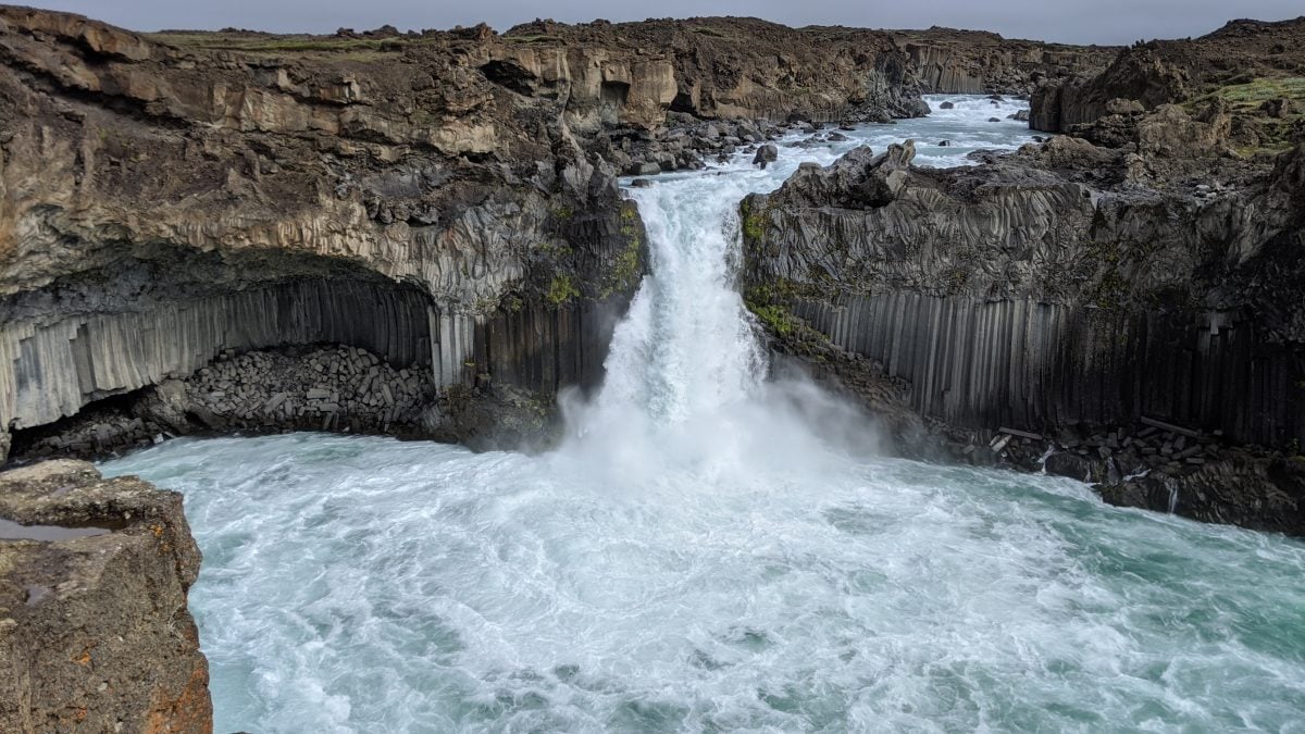 Aldeyjarfoss waterfall is only found on planet Iceland