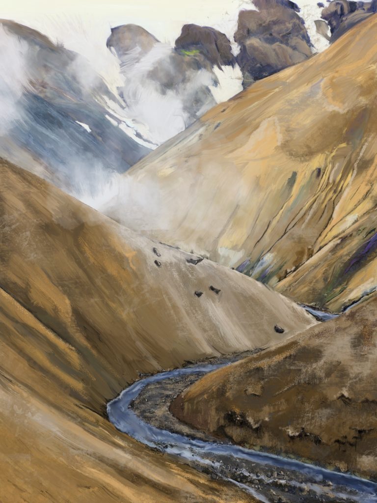 Painting of Kerlingarfjöll in Iceland.