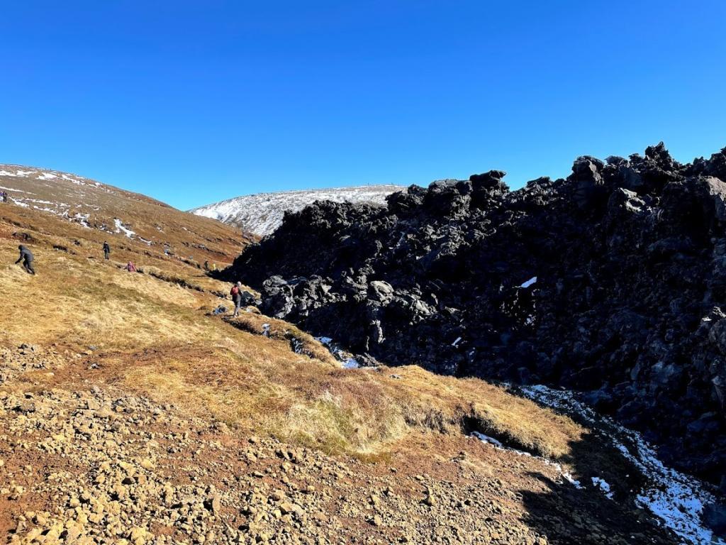 Wall of new lava from the eruption in Iceland