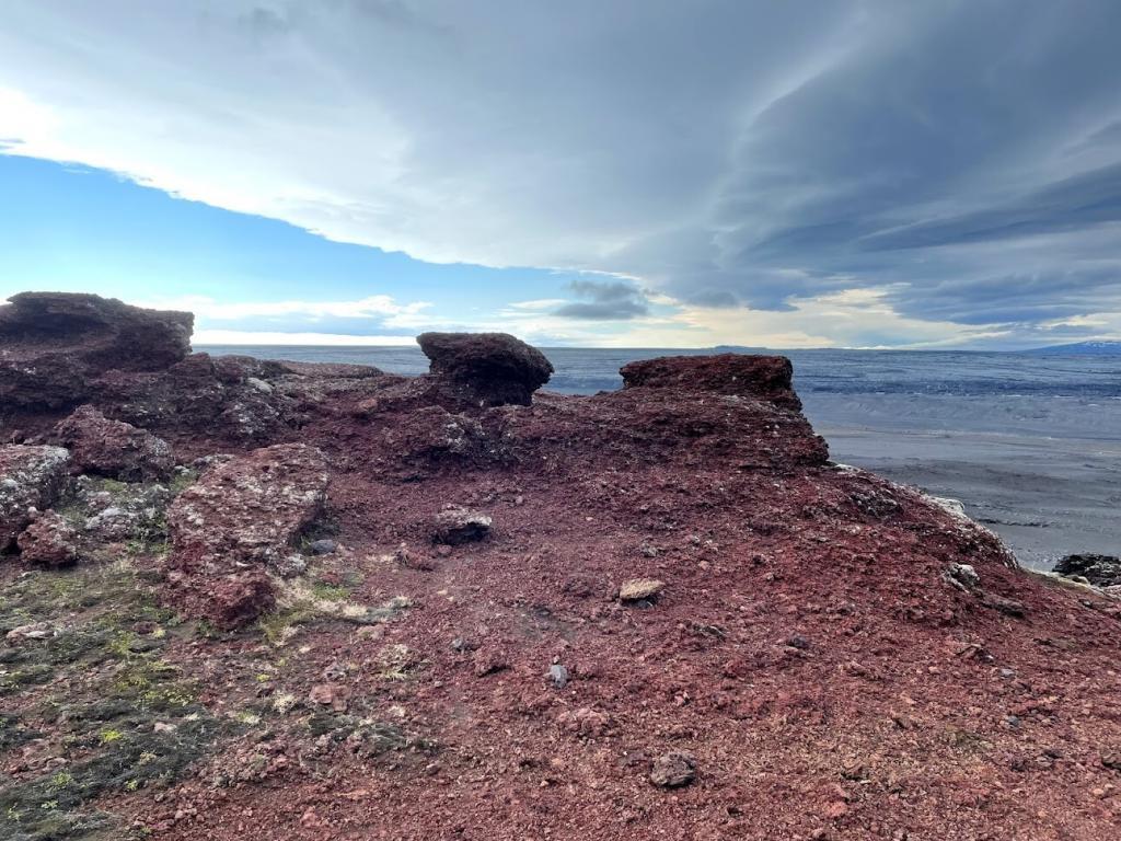 The scene at Kverkfjöll in the Icelandic highlands. The soil is sometimes rich with iron.