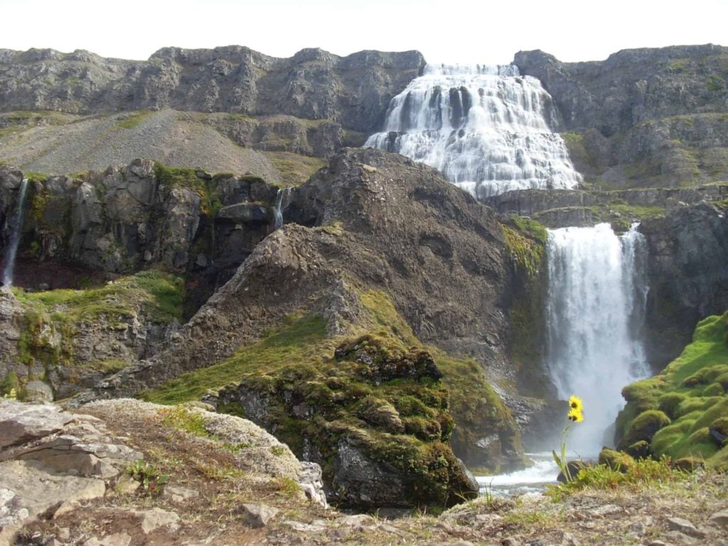The Dynjandi waterfall in the Westfjords of Iceland.