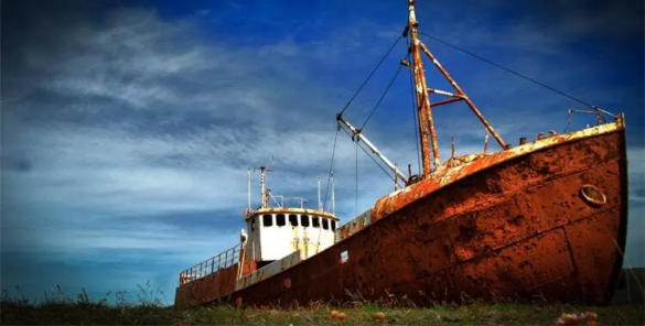 Gardar ship rusts away in the Westfjords of Iceland