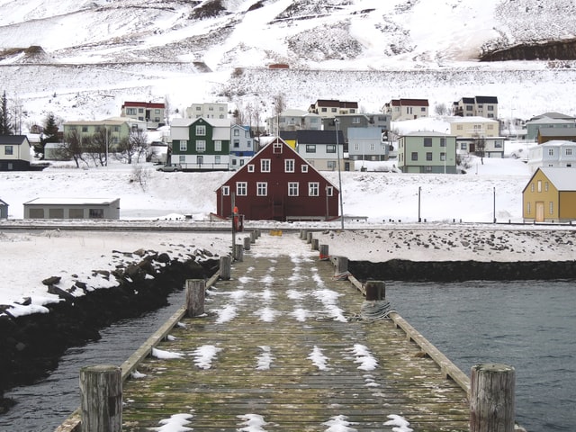 Siglufjörður town in the north of Iceland.