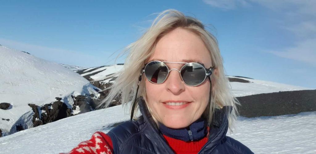 Woman on an Icelandic glacier.