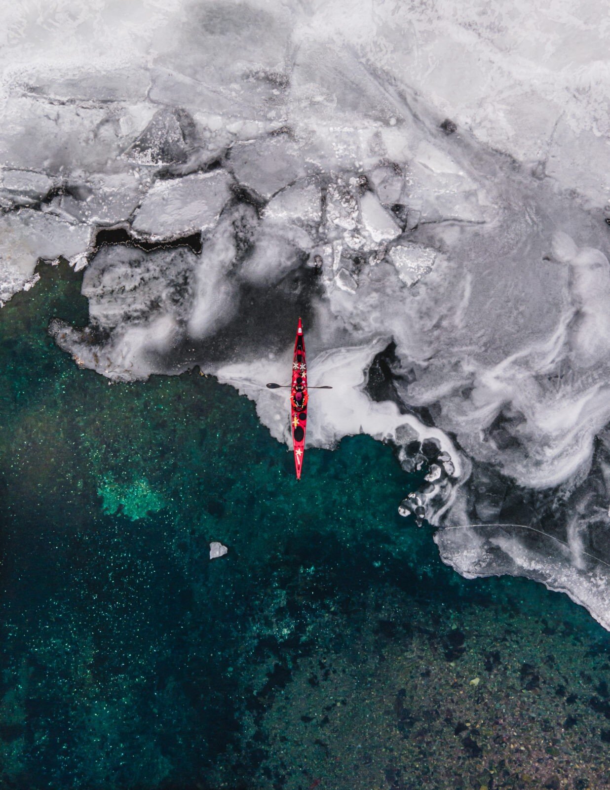 Veiga Grétarsdóttir kayaking in Iceland.