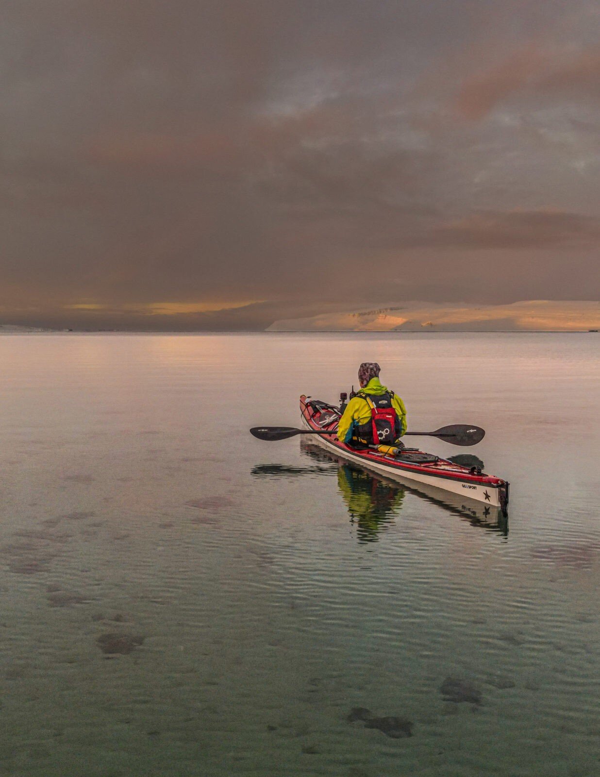 Veiga Grétarsdóttir Kayaking in calm waters.