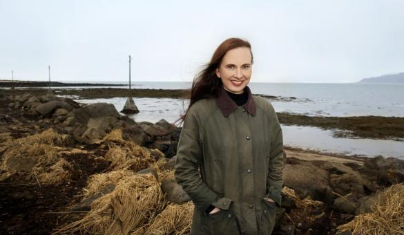 Icelandic author Yrsa Sigurðardóttir poses at Grótta.