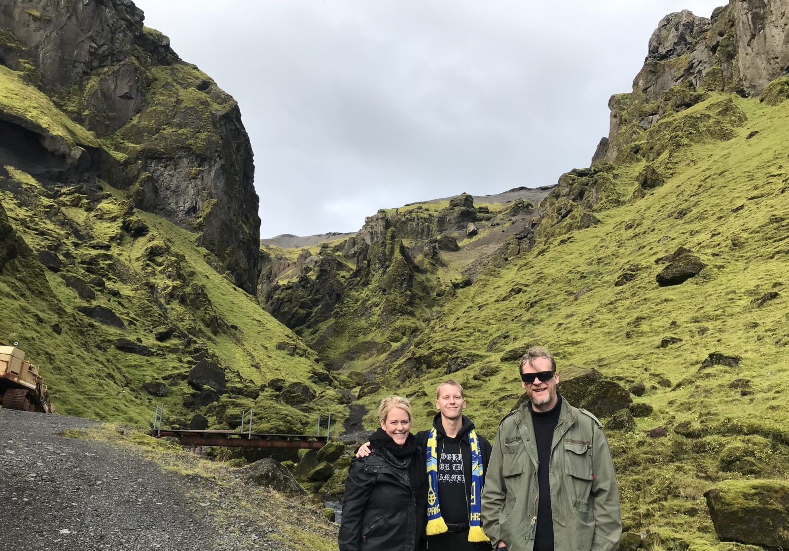 The screenwriting team of the Netflix TV show Katla: Lilja, Davíð Már and Sigurjón, on location of the show near Vík.