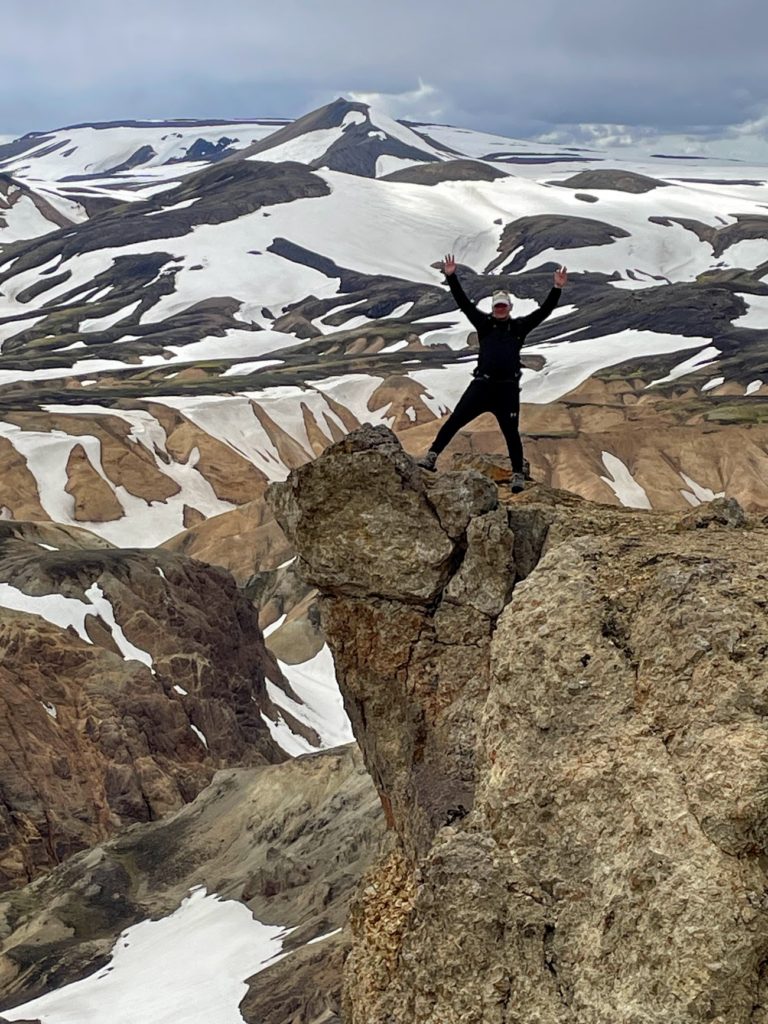 Man on edge of cliff in the Icelandic highlands