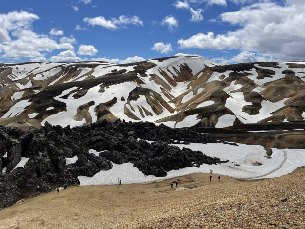 Obsidian lava in the side of Brennisteinsalda.