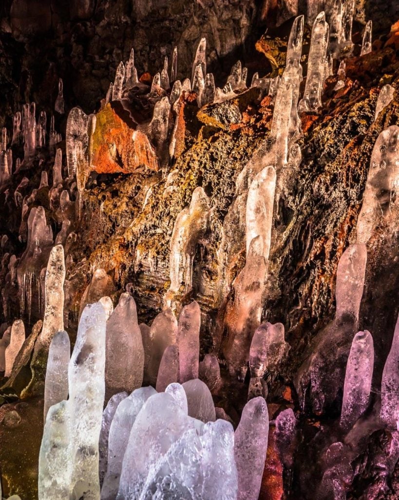 Ice crystals in Raufarhólshellir cave.