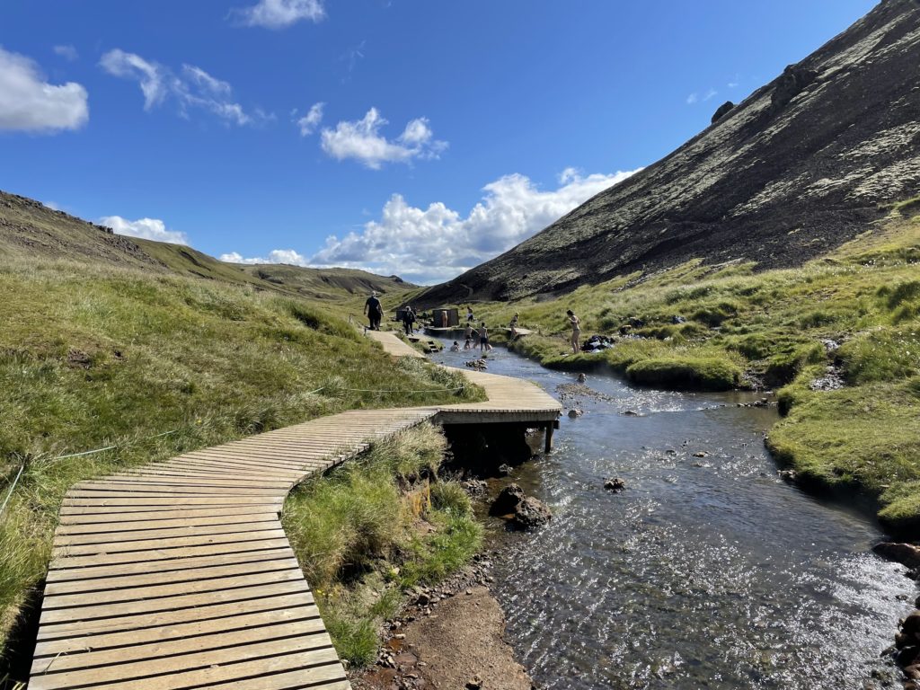 The naturally geothermally heated stream at Reykjadalur.