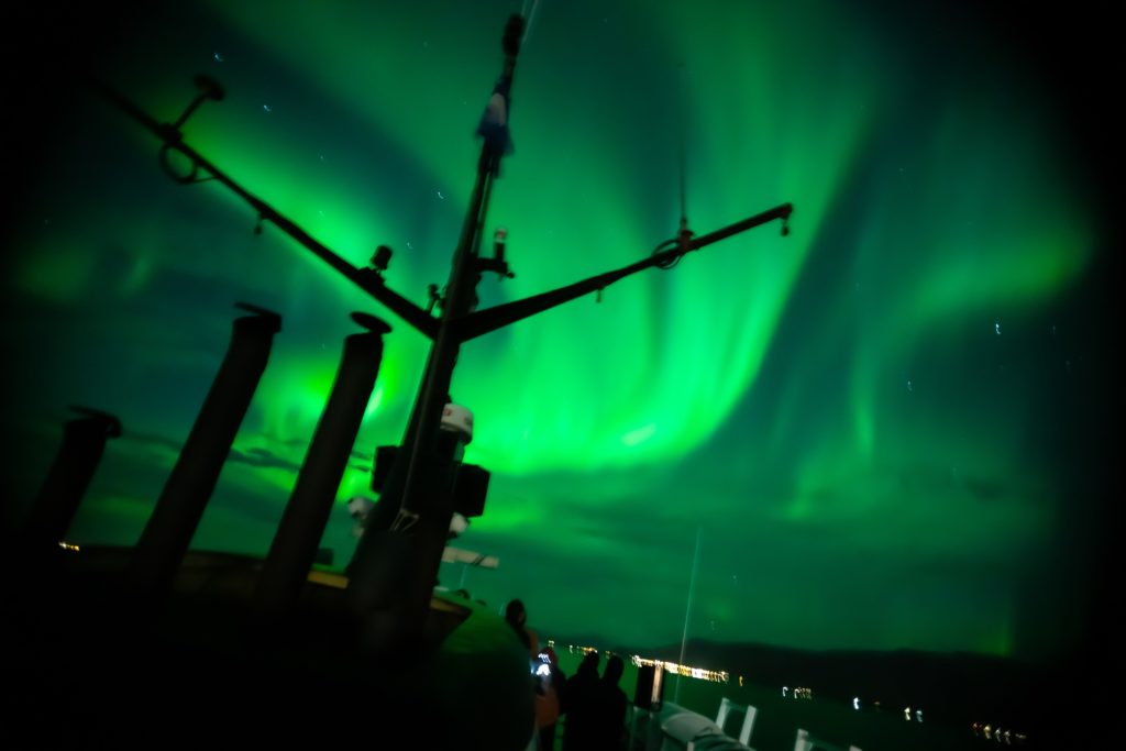 Northern lights from a boat in Iceland