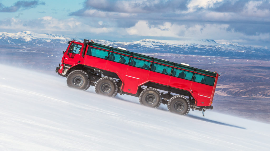 The Sleipnir truck on an Icelandic glacier