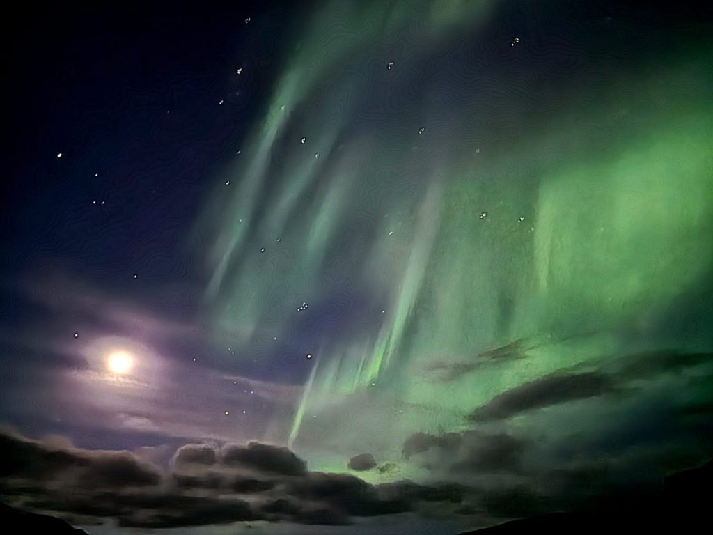 The northern lights dance above Iceland
