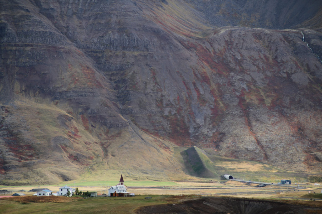 The exit of the Bolungarvíkurgöng road tunnel in the Westfjords of Iceland. Photo credit: Sarah Thomas.