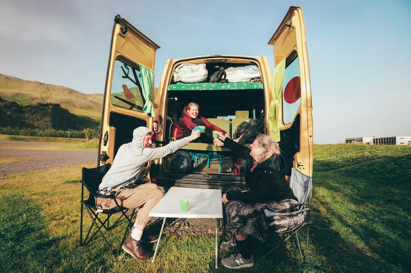 Have fun together in a camper van in Iceland.