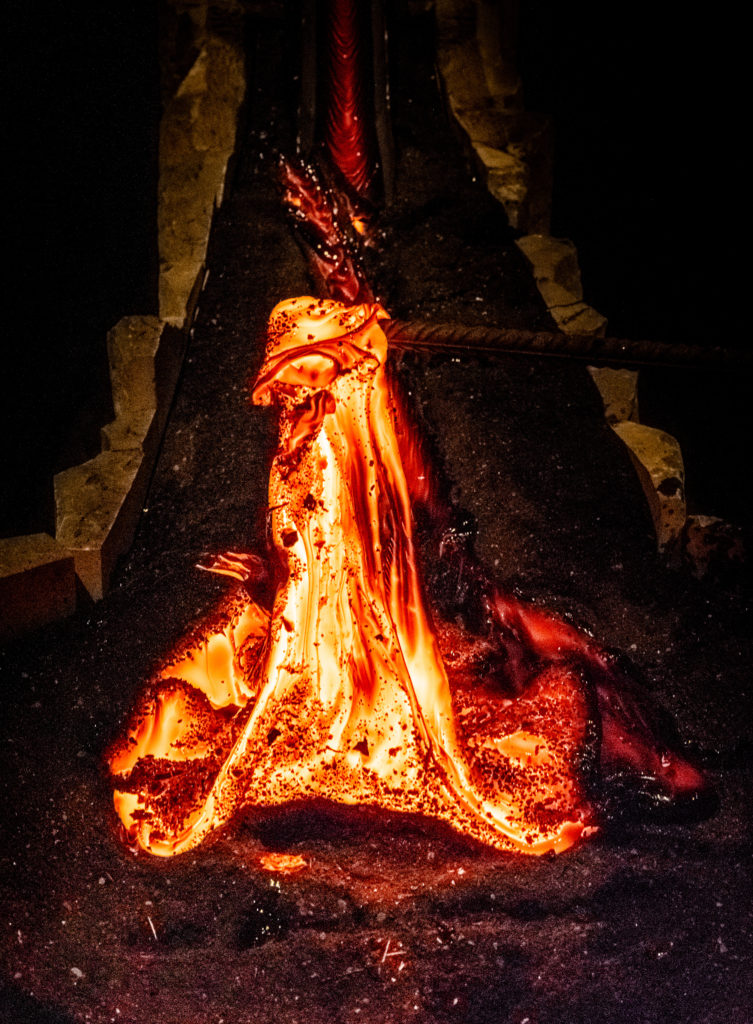 Free flowing lava indoors at the Lava Show in Iceland