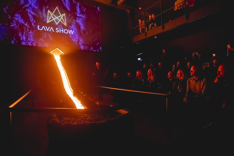 Lava flows freely at the Lava Show in Iceland