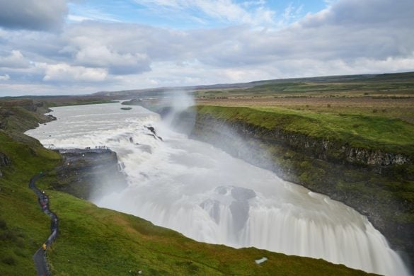 Reykjavik Sightseeing will take you to see Gullfoss wat-ðöperfall on the Golden Circle. Photo by Luca Florio on Unsplash.