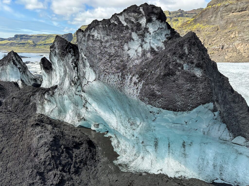 Ice sculpture at Sólheimajökull glacier in Iceland.