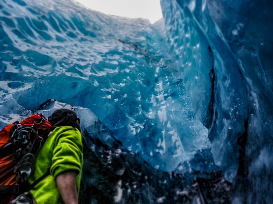 Glacial guide Simon Rees on an Icelandic glacier.