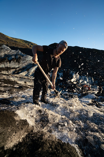 Simon Rees working on Sólheimajökul glacier.