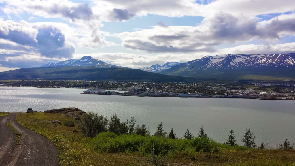 Nice view of the town of Akureyri in the north of Iceland