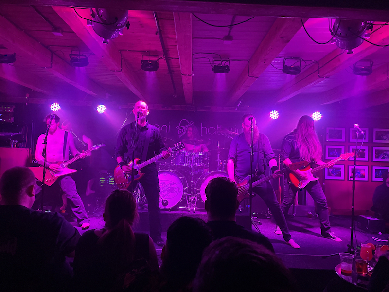 Viking metal legends of Skálmöld perform at the Græni Hatturinn venue in Akureyri.